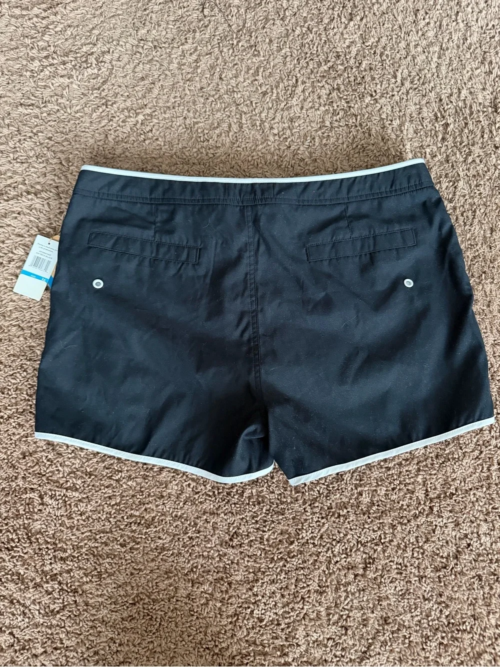 Original Penguin Black Swim Trunks with White Trim